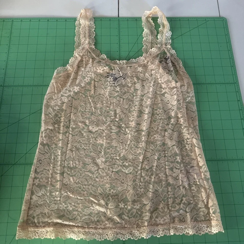 I.N.C. INTERNATIONAL CONCEPTS Sexy Lace Lingerie Tank Top Almond Latte / Peach - Picture 1 of 5
